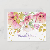 FLORAL, CARTE DE REMERCIEMENTS D'ANNIVERSAIRE (Devant / Derrière)
