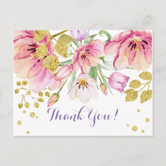FLORAL, CARTE DE REMERCIEMENTS D'ANNIVERSAIRE (Devant)