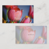 Floral - carte de visite rouge de tulipes (Devant / Derrière)