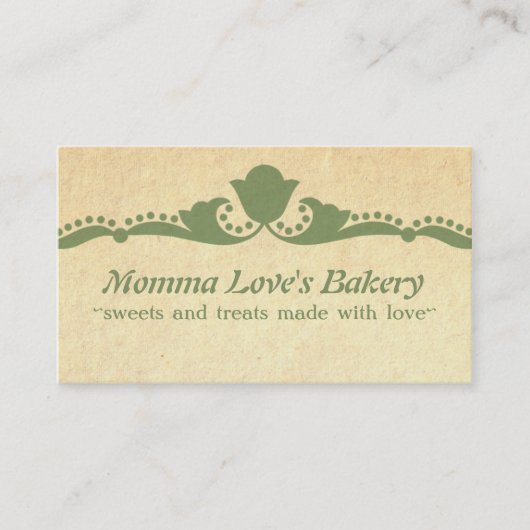 Floral Carte de visite, Vert (Devant)