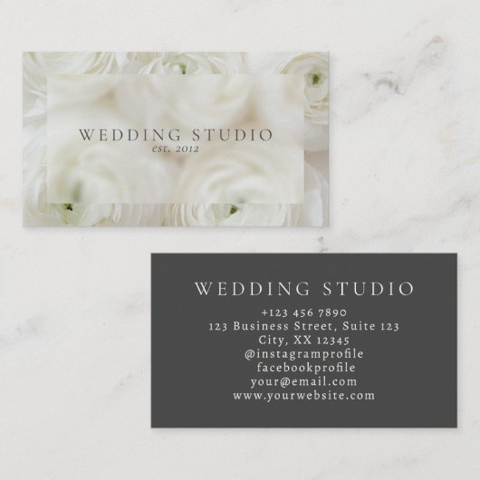 Floral, Carte de visite vert (Devant / Derrière)