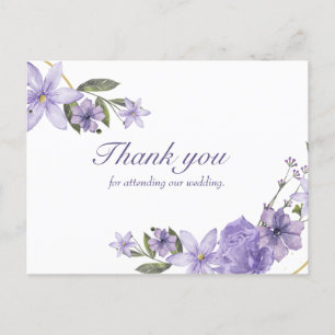Floral carte postale mariage merci