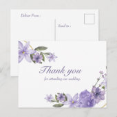 Floral carte postale mariage merci (Devant / Derrière)