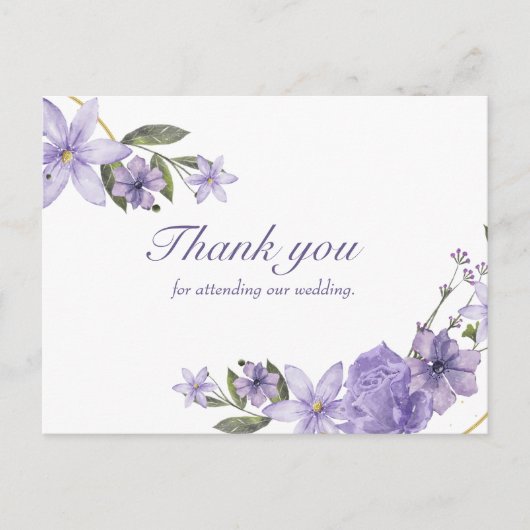 Floral carte postale mariage merci (Devant)