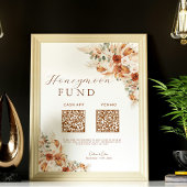 Floral Cash Honeymoon Fund QR Code Wedding Poster