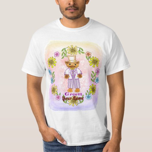 Floral Cat Groom T-shirt (Voorkant)
