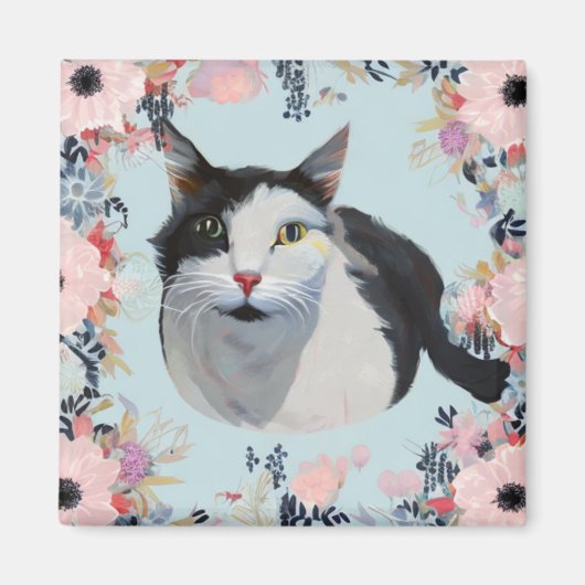 Floral Cat Magneet (Voorkant)