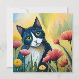 FLoral cat Platte Kaart