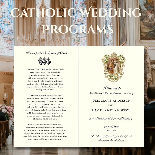 Floral catholique Programme de mariage de masse la