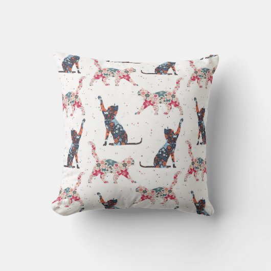Floral Cats Kussen (Voorkant)