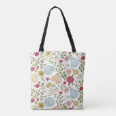 Floral Cats Pattern Herbruikbare Canvas tas (Achterkant)
