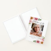 Floral Celebration of Life Funeral Guest Book Notitieboek (Binnen)