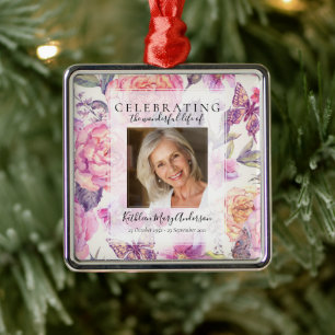 Floral Celebration of Life Memorial Metalen Ornament