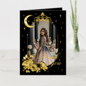 Floral Celestial Moon Stars Quinceañera Dank je we Folie Wenskaart (Voorkant)