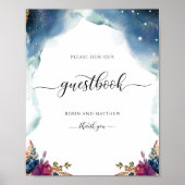 Floral Celestial, Starry Guestbook Poster (Voorkant)