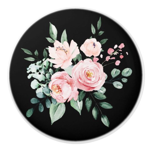  Floral Ceramic Knob. Keramische Knop (Voorkant)