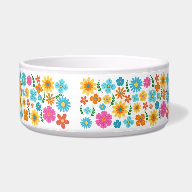 Floral Ceramic Pet Bowl Voerbakje (Rechts)