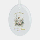 Floral Chalace Eerste Communie Ketting Glas Ornament (Voorkant links)
