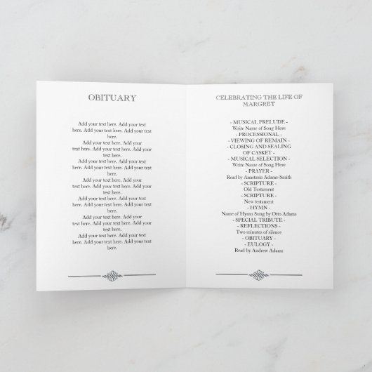 Floral Chalkboard Celebration of Life Programme (Intérieur)