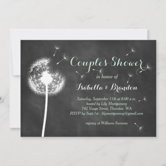 Floral Chalkboard Couple's Shower Invitation (ment (Devant)