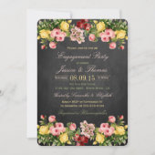  Floral Chalkboard Engagement Party Kaart (Voorkant)