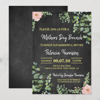 Floral Chalkboard Fête des Mères Brunch Invitation