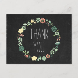 Floral Chalkboard Hartelijk dank Briefkaart