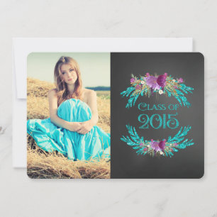 Floral Chalkboard Klasse van 2015 Afstuderen Kaart