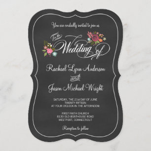 Floral Chalkboard Mariage rustique Invitations