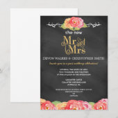 Floral Chalkboard Post Mariage Fête Invitation (Devant / Derrière)