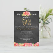 Floral Chalkboard Post Mariage Fête Invitation (Debout devant)