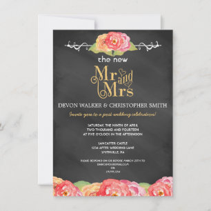 Floral Chalkboard Post Mariage Fête Invitation