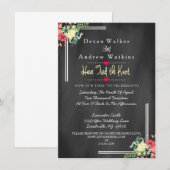 Floral Chalkboard Post Wedding Invite Kaart (Voorkant / Achterkant)