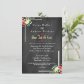 Floral Chalkboard Post Wedding Invite Kaart (Staand voorkant)
