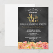 Floral Chalkboard Post Wedding Party Kaart (Voorkant / Achterkant)