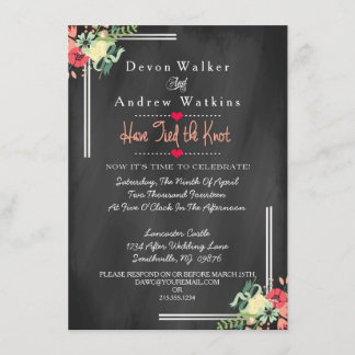 Floral Chalkboard Reception only Wedding Invite Kaart