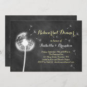 Floral Chalkboard repesal Dinner Invite (geel) Kaart (Voorkant / Achterkant)