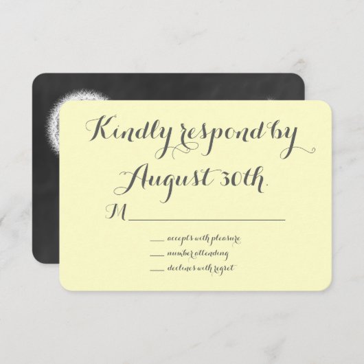 Floral Chalkboard RSVP (geel) (Voorkant / Achterkant)