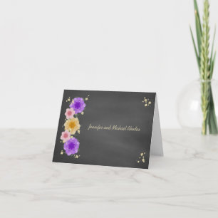 Floral Chalkboard Rustic Wedding Kaart