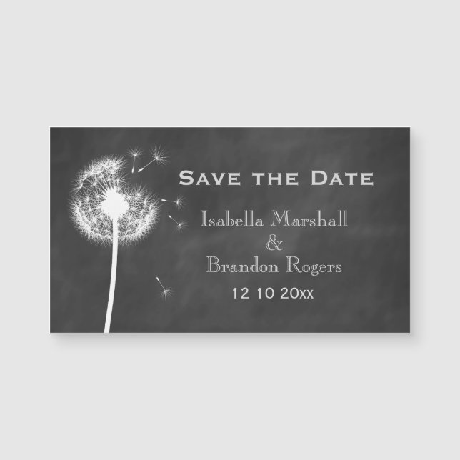 Floral Chalkboard Save the Date Magnet (Voorkant)