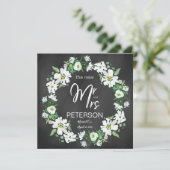 Floral Chalkboard Typography Post Wedding Party Kaart (Staand voorkant)