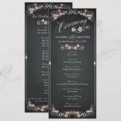 Floral Chalkboard Vintage Gras Programme de mariag (Devant / Derrière)