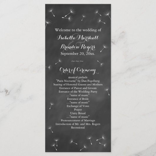 Floral Chalkboard Wedboard Programme de mariage (Devant)