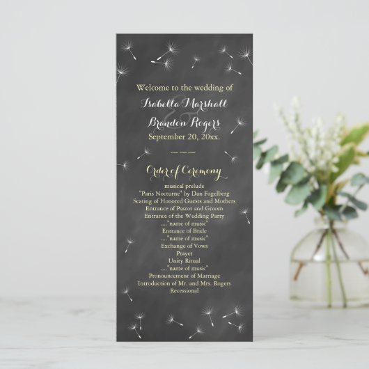Floral Chalkboard Wedboard Programme de mariage (j (Debout devant)