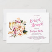 Floral Champagne Bridal Brunch Kaart (Voorkant)