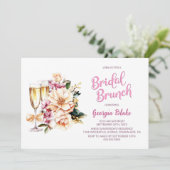 Floral Champagne Bridal Brunch Kaart (Staand voorkant)
