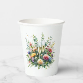 Floral Champagne Garden Cups Papieren Bekers