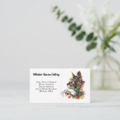 Floral Chat Face Carte de visite (Debout devant)