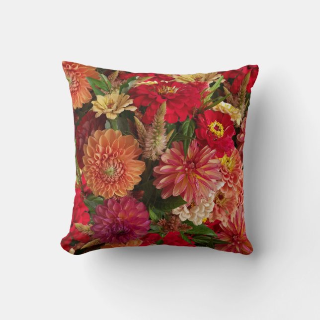 Floral chaud avec oreiller à lancer réversible ver (Recto)