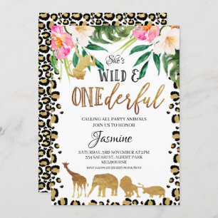 Floral Cheetah print nederful Birthday Kaart